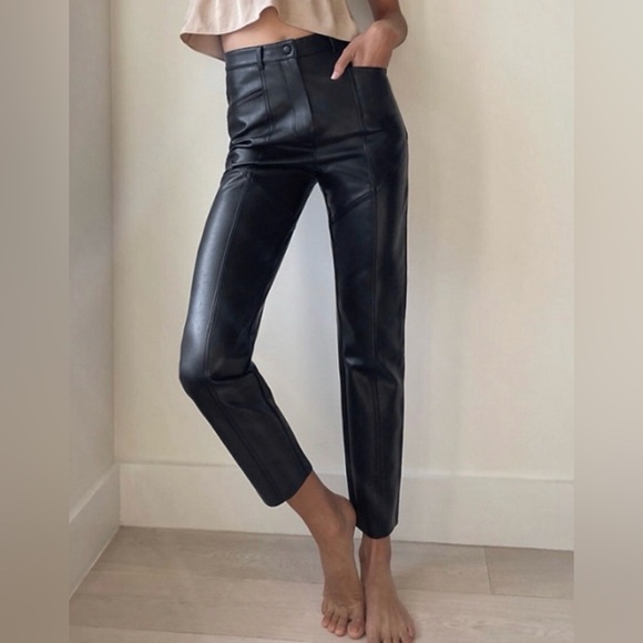 Wilfred Pants - ARITZIA Wilfred Rebel Black Vegan Leather Cropped Pants